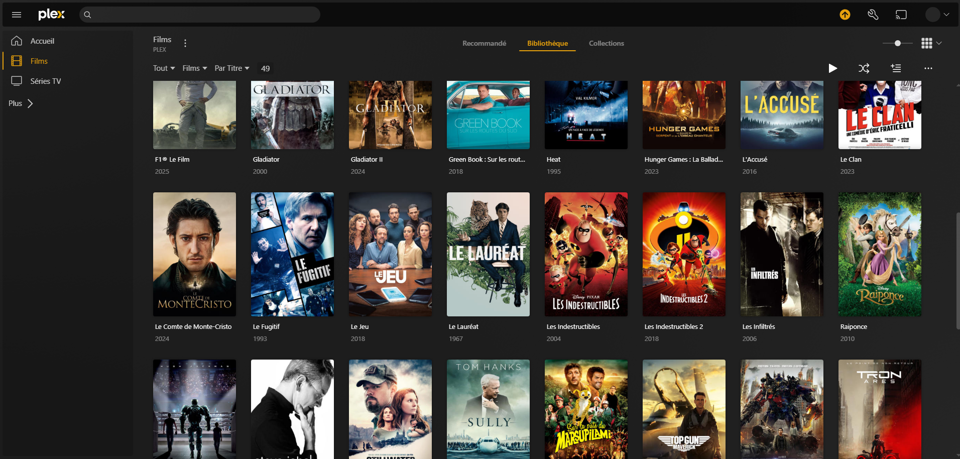 Interface Plex hébergée sur le NAS